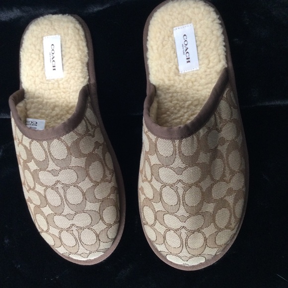 MEN’S COACH KHAKI SIGNATURE SLIPPER/LOGO - Picture 2 of 12